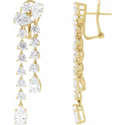 Diamond2deal 14k Gold 9 1/2ct Lab-grown Diamond Dangle Earrings Clarity Si, Color G-h In Yellow