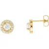 Diamond2deal 14k Gold 9/10ct Lab-grown Diamond Halo Stud Earrings Clarity Si, Color G-h In Yellow