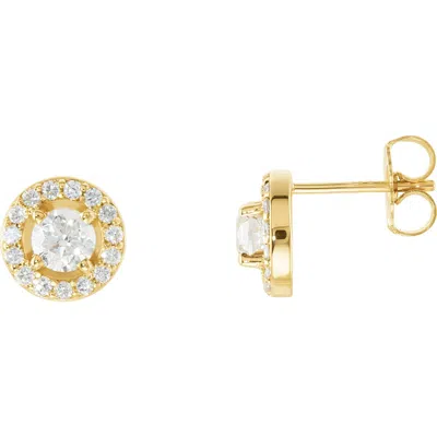 Diamond2deal 14k Gold 9/10ct Lab-grown Diamond Halo Stud Earrings Clarity Si, Color G-h In Yellow