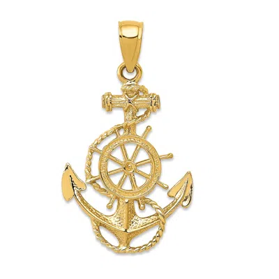 Diamond2deal 14k Gold Anchor Wheel Pendant In Yellow