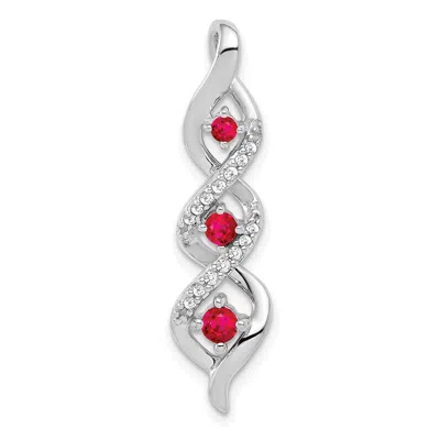 Diamond2deal 14k Gold Diamond And .25 Ruby Twisted 3-stone Pendant In Multi