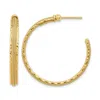 Diamond2deal 14k Gold Diamond-cut And Textured Round Hoop Earrings In Gold