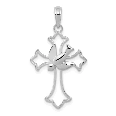 Diamond2deal 14k Gold Dove Cross Pendant In White