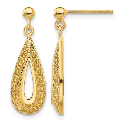 Diamond2deal 14k Gold Filigree Teardrop Drop Dangle Earrings