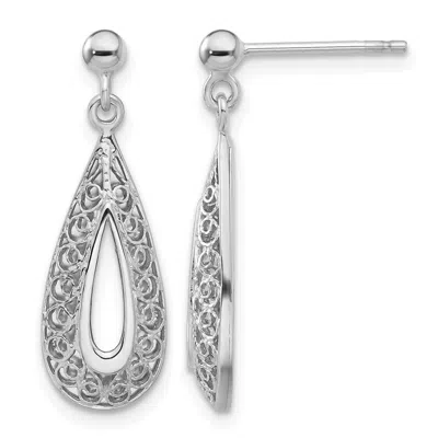 Diamond2deal 14k Gold Filigree Teardrop Drop Dangle Earrings In Silver