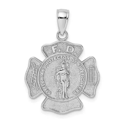 Diamond2deal 14k Gold Fire Department Fd St. Florian Badge Pendant In White