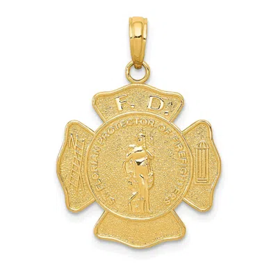 Diamond2deal 14k Gold Fire Department Fd St. Florian Badge Pendant In Yellow