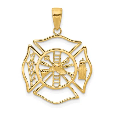 Diamond2deal 14k Gold Fireman Shield Pendant In Yellow