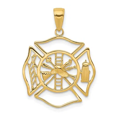 Diamond2deal 14k Gold Fireman Shield Pendant In Yellow