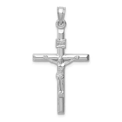 Diamond2deal 14k Gold Hollow Crucifix Pendant In White