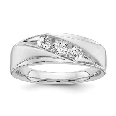 Diamond2deal 14k Gold Lab Grown Diamond 3-stone Band Ring 0.6ct Clarity- Vs Color- G-h In White