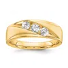 Diamond2deal 14k Gold Lab Grown Diamond 3-stone Band Ring 0.6ct Clarity- Vs Color- G-h In Yellow