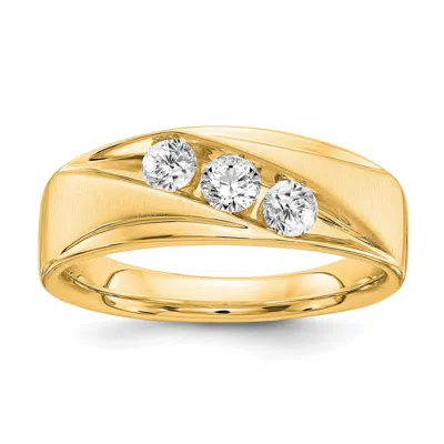 Diamond2deal 14k Gold Lab Grown Diamond 3-stone Band Ring 0.6ct Clarity- Vs Color- G-h In Yellow