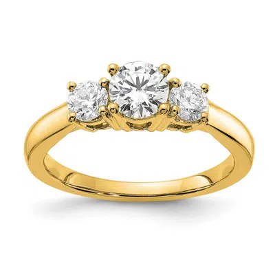 Diamond2deal 14k Gold Lab Grown Diamond 3-stone Band Ring 1.5ct Clarity- Vs Color- G-h In Yellow