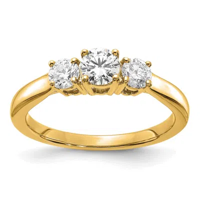 Diamond2deal 14k Gold Lab Grown Diamond 3-stone Band Ring 3/4ct Clarity- Vs Color- G-h In Yellow