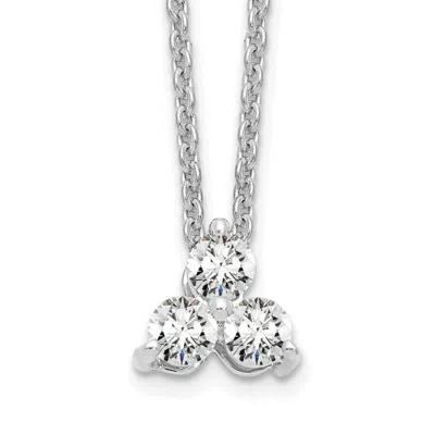 Diamond2deal 14k Gold Lab Grown Diamond 3 Stone Pendant Necklace 18" In White