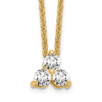 Diamond2deal 14k Gold Lab Grown Diamond 3 Stone Pendant Necklace 18" In Yellow
