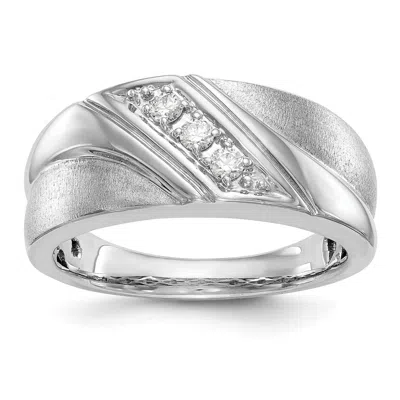 Diamond2deal 14k Gold Lab Grown Diamond 3-stone Wedding Band Ring 0.15ct Clarity- Vs Color- G-h In White