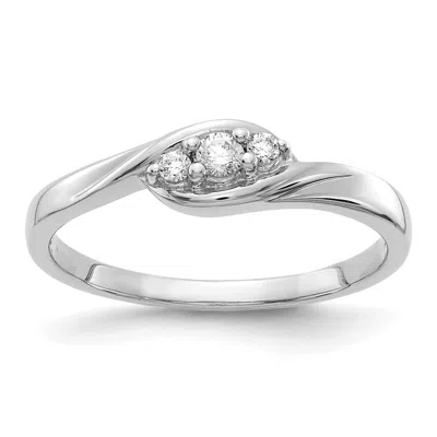 Diamond2deal 14k Gold Lab Grown Diamond 3-stone Wedding Band Ring 1/10ct Clarity- Vs Color- G-h In White