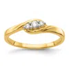 Diamond2deal 14k Gold Lab Grown Diamond 3-stone Wedding Band Ring 1/10ct Clarity- Vs Color- G-h In Yellow