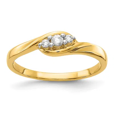 Diamond2deal 14k Gold Lab Grown Diamond 3-stone Wedding Band Ring 1/10ct Clarity- Vs Color- G-h In Yellow