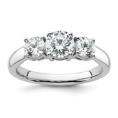 Diamond2deal 14k Gold Lab Grown Diamond 3-stone Wedding Band Ring 1.5ct Clarity- Vs Color- D-e In White
