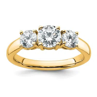 Diamond2deal 14k Gold Lab Grown Diamond 3-stone Wedding Band Ring 1.5ct Clarity- Vs Color- D-e In Yellow