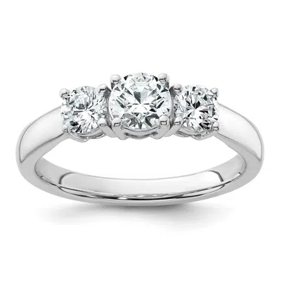 Diamond2deal 14k Gold Lab Grown Diamond 3-stone Wedding Band Ring 1ct Clarity- Vs Color- D-e In White
