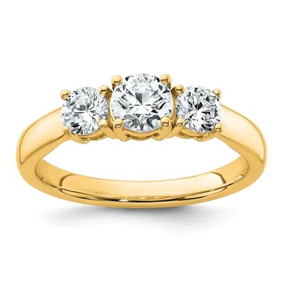 DIAMOND2DEAL 14K GOLD LAB GROWN DIAMOND 3-STONE WEDDING BAND RING 1CT CLARITY- VS COLOR- D-E
