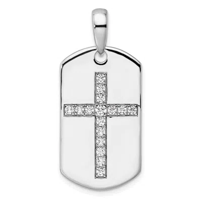 Diamond2deal 14k Gold Lab Grown Diamond Cross Dog Tag Pendant (0.5ct, Vs, D-e) In White