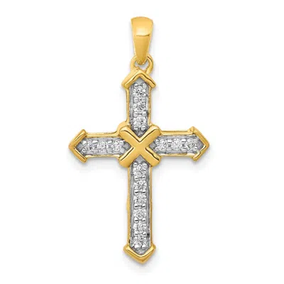 Diamond2deal 14k Gold Lab Grown Diamond Cross Pendant (0.17ct, Vs, G-h) In Yellow