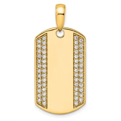 Diamond2deal 14k Gold Lab Grown Diamond Dog Tag Pendant (0.75ct, Vs, D-e) In Yellow