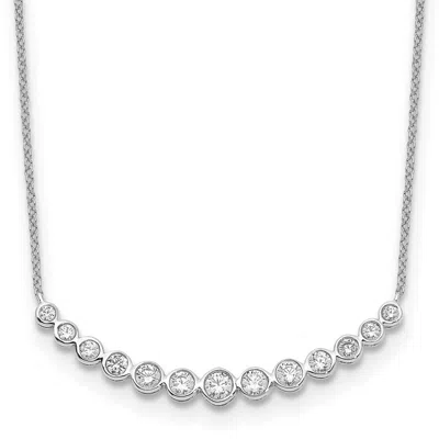 Diamond2deal 14k Gold Lab Grown Diamond Graduated Curved Bar Necklace 18" In White