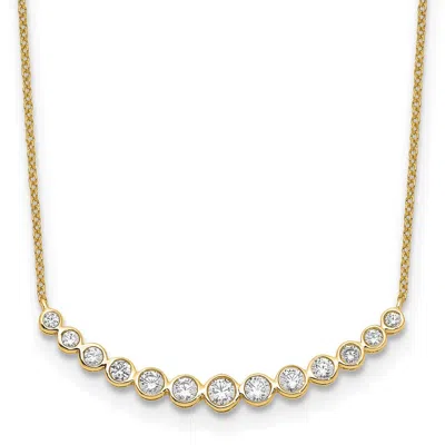 Diamond2deal 14k Gold Lab Grown Diamond Graduated Curved Bar Necklace 18" In Yellow