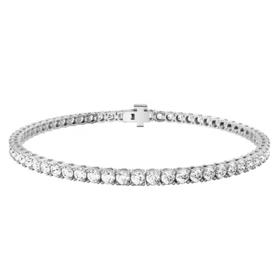 Diamond2deal 14k Gold Lab Grown Diamond Straight-line Tennis Bracelet 7" In Silver