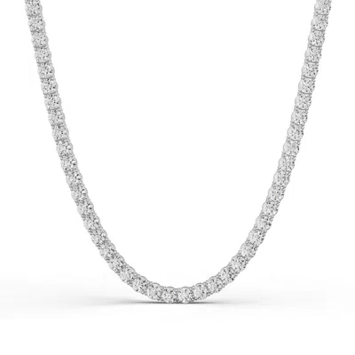 Diamond2deal 14k Gold Lab Grown Diamond Straight Line Tennis Necklace 18" 3 Ct In Silver