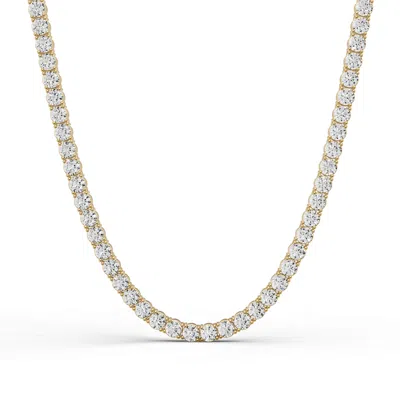 Diamond2deal 14k Gold Lab Grown Diamond Straight Line Tennis Necklace 18" 3 Ct In Metallic