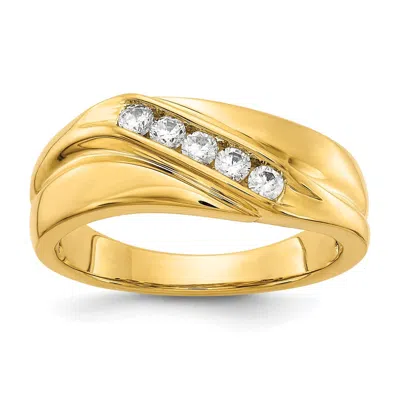 Diamond2deal 14k Gold Lab Grown Diamond Wedding Band Ring 0.33ct Clarity- Vs Color- G-h In Yellow