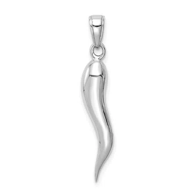 Diamond2deal 14k Gold Large 3d Italian Horn Pendant In White
