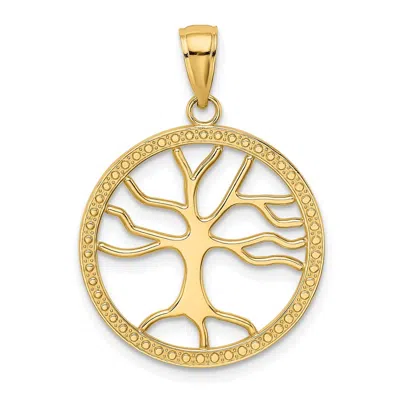 Diamond2deal 14k Gold Large Tree Of Life In Round Frame Charm In Yellow