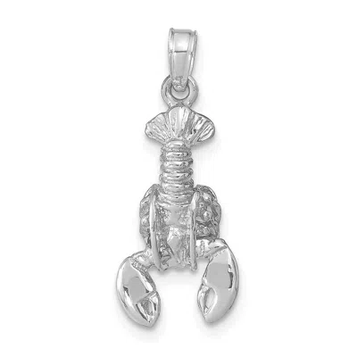 Diamond2deal 14k Gold Lobster With Moveable Claws Pendant In Silver