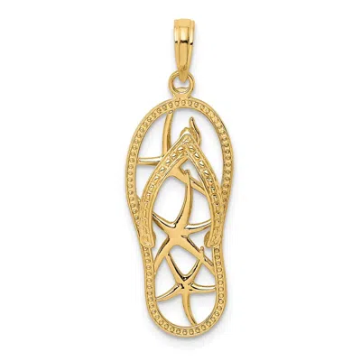 Diamond2deal 14k Gold Multi Starfish Flip-flop Charm In Yellow
