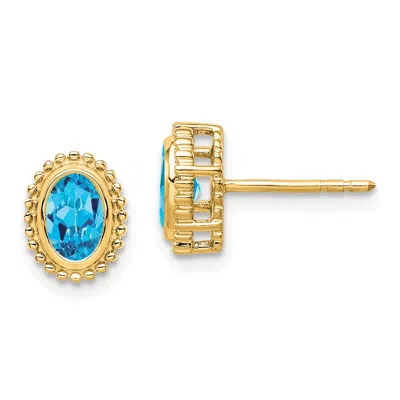 Diamond2deal 14k Gold Oval Garnet Stud Earrings In Yellow