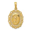 Diamond2deal 14k Gold Oval Miraculous Medal Pendant In Yellow