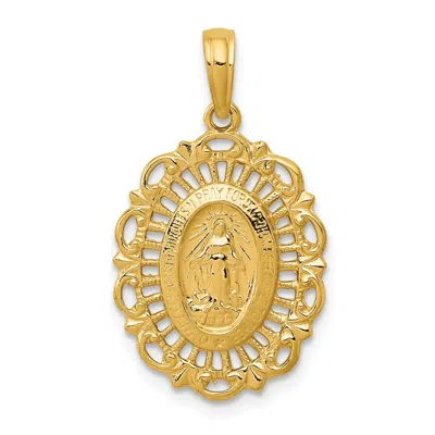 Diamond2deal 14k Gold Oval Miraculous Medal Pendant In Yellow