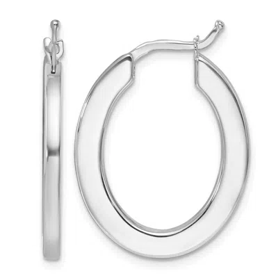 Diamond2deal 14k Gold Polished 2.3mm Square Tube Oval Shape Hoop Earrings In Metallic