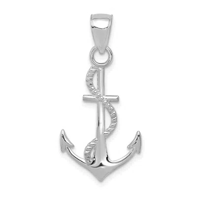 Diamond2deal 14k Gold Polished Anchor Rope Pendant In White