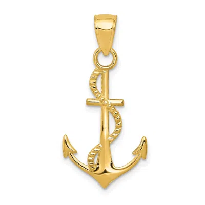 Diamond2deal 14k Gold Polished Anchor Rope Pendant In Yellow