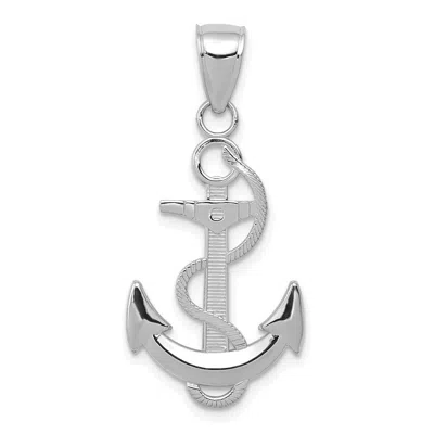 Diamond2deal 14k Gold Polished Anchor With Textured Rope Pendant In White