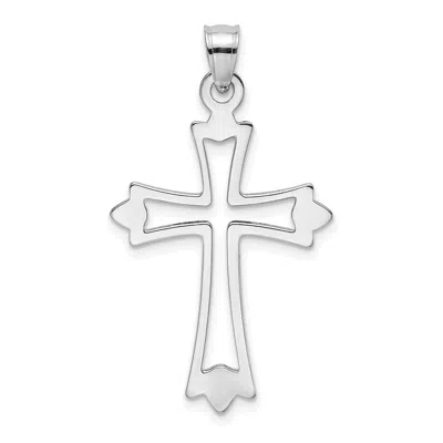 Diamond2deal 14k Gold Polished And Cut-out Cross Charm Pendant In White